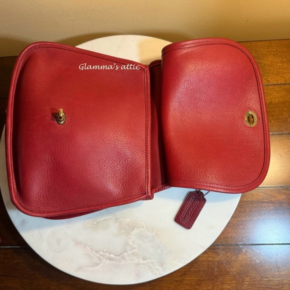 COACH vintage RED suede Crescent Berkeley🔥beaut - Picture 6 of 15